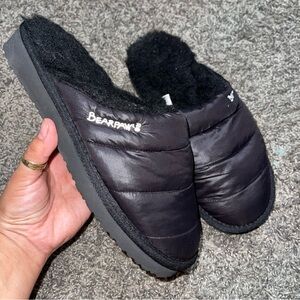 BEARPAW Puffy Womens Black Comfy Slippers Sz 8